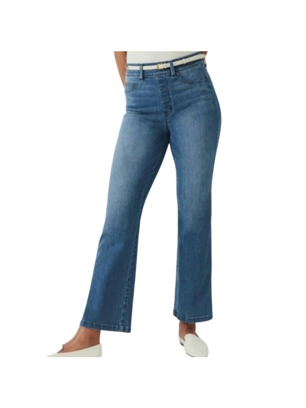 Spanx Denim High Rise Cropped Kick Flare Pant in Vintage Indigo